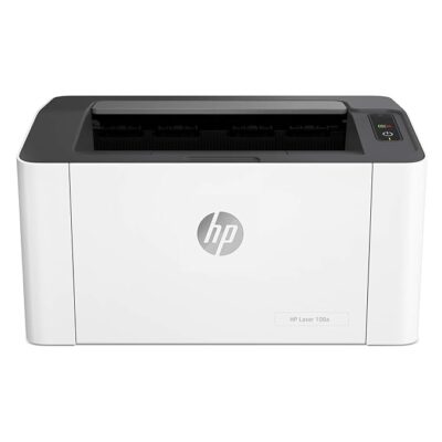 HP Laser 108a Printer, Single Function, Print, Hi-Speed USB 2.0, Up to 21 ppm, 150-sheet Input Tray, 100-sheet Output Tray, 10,000-page Duty Cycle, 1 Year Warranty, Black and White, 4ZB79A